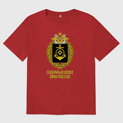 Футболка оверсайз женская Северный флот ВМФ России, цвет: красный