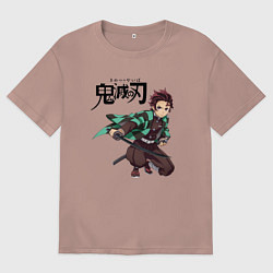 Футболка оверсайз женская KIMETSU NO YAIBA, цвет: пыльно-розовый