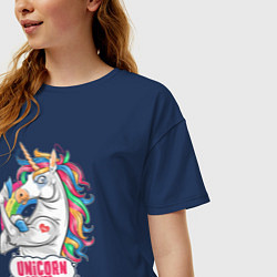 Футболка оверсайз женская Unicorn Power Единорог, цвет: тёмно-синий — фото 2