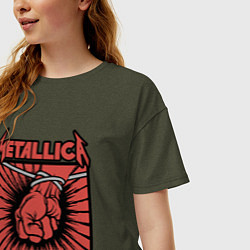Футболка оверсайз женская Metallica, цвет: меланж-хаки — фото 2