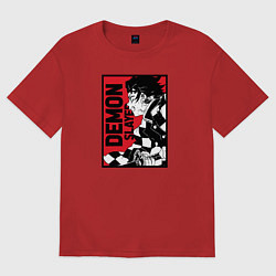 Футболка оверсайз женская KIMETSU NO YAIBA, цвет: красный