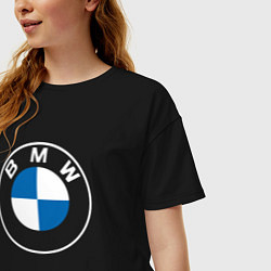 Футболка оверсайз женская BMW LOGO 2020, цвет: черный — фото 2