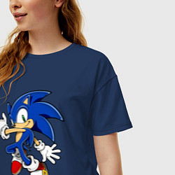 Футболка оверсайз женская Sonic, цвет: тёмно-синий — фото 2