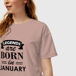 Футболка оверсайз женская Legends are born in january, цвет: пыльно-розовый — фото 2