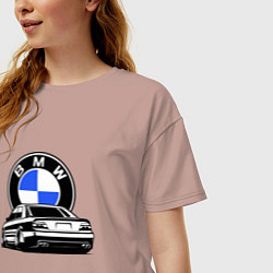 Футболка оверсайз женская BMW JDM, цвет: пыльно-розовый — фото 2