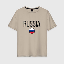 Футболка оверсайз женская Россия, цвет: миндальный