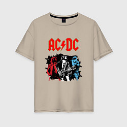 Футболка оверсайз женская ACDC, цвет: миндальный