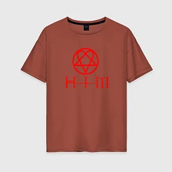 Футболка оверсайз женская HIM LOGO RED, цвет: кирпичный