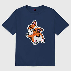Футболка оверсайз женская Милый корги, цвет: тёмно-синий