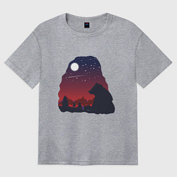 Футболка оверсайз женская Медведь, цвет: меланж
