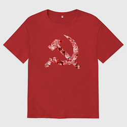 Футболка оверсайз женская Ахегао СССР, цвет: красный