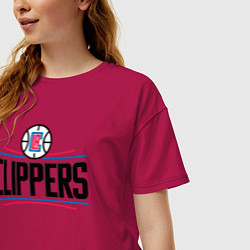 Футболка оверсайз женская Los Angeles Clippers 1, цвет: маджента — фото 2