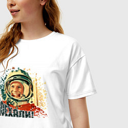 Футболка оверсайз женская Гагарин: Поехали!, цвет: белый — фото 2