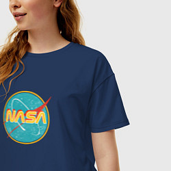 Футболка оверсайз женская NASA винтажный логотип, цвет: тёмно-синий — фото 2