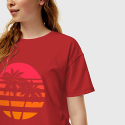 Футболка оверсайз женская Пальма, цвет: красный — фото 2