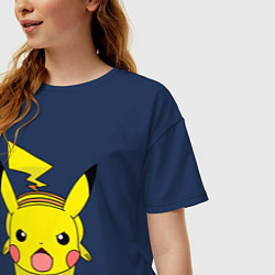 Футболка оверсайз женская ПикачуПикачу, цвет: тёмно-синий — фото 2