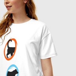 Футболка оверсайз женская Portal Cat, цвет: белый — фото 2