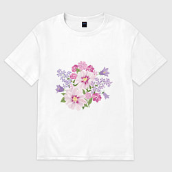 Футболка оверсайз женская Полевые цветы, цвет: белый