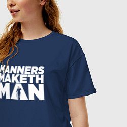Футболка оверсайз женская Manners maketh man, цвет: тёмно-синий — фото 2