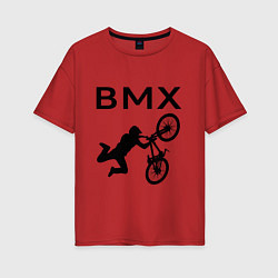 Футболка оверсайз женская Велоспорт BMX Z, цвет: красный