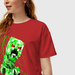 Футболка оверсайз женская MINECRAFT CREEPER, цвет: красный — фото 2