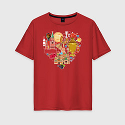 Футболка оверсайз женская LOVE RUSSIA, цвет: красный