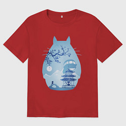 Футболка оверсайз женская Тоторо Миядзаки, цвет: красный