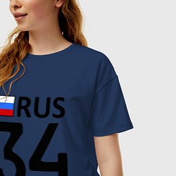 Футболка оверсайз женская RUS 34, цвет: тёмно-синий — фото 2
