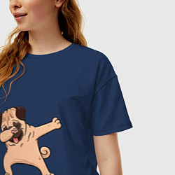 Футболка оверсайз женская Мопс ДАБ, цвет: тёмно-синий — фото 2
