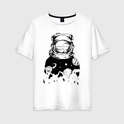 Футболка оверсайз женская Космонавт, цвет: белый