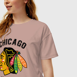 Футболка оверсайз женская CHICAGO BLACKHAWKS NHL, цвет: пыльно-розовый — фото 2