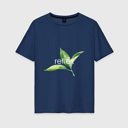 Футболка оверсайз женская Reflex листья, цвет: тёмно-синий