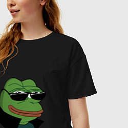 Футболка оверсайз женская Pepe в очках EZ, цвет: черный — фото 2