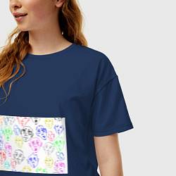Футболка оверсайз женская Цветные лица, цвет: тёмно-синий — фото 2
