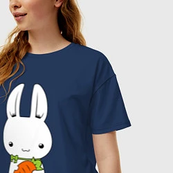 Футболка оверсайз женская Зайчик с морковкой, цвет: тёмно-синий — фото 2