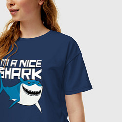 Футболка оверсайз женская Im A Nice Shark, цвет: тёмно-синий — фото 2