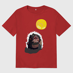 Футболка оверсайз женская Зубастик, цвет: красный