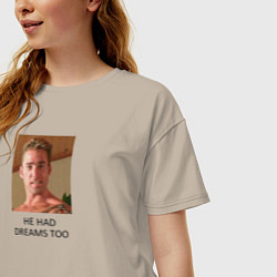 Футболка оверсайз женская He had dreams too, цвет: миндальный — фото 2