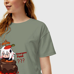 Футболка оверсайз женская Genshin Impact Paimon food, цвет: авокадо — фото 2