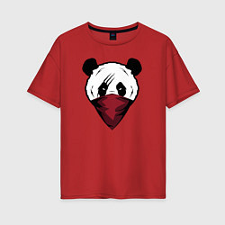 Футболка оверсайз женская Панда со шрамом, цвет: красный