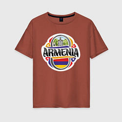 Футболка оверсайз женская Армения, цвет: кирпичный