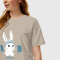 Футболка оверсайз женская Физкульт - привет!, цвет: миндальный — фото 2