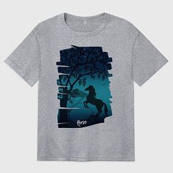 Футболка оверсайз женская Конь, цвет: меланж