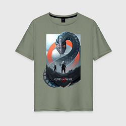 Футболка оверсайз женская Кратос и Атрей, цвет: авокадо