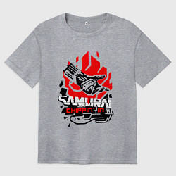 Футболка оверсайз женская CYBERPUNK 2077 SAMURAI, цвет: меланж