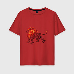 Футболка оверсайз женская Огненный лев, цвет: красный