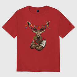 Футболка оверсайз женская Крутой олень mr Dasher, цвет: красный