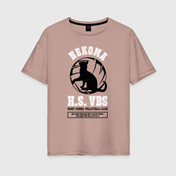 Футболка оверсайз женская Metropolitan Nekoma High, цвет: пыльно-розовый