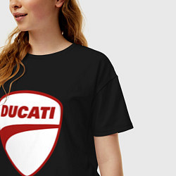 Футболка оверсайз женская Ducati Logo Дукати Лого Z, цвет: черный — фото 2