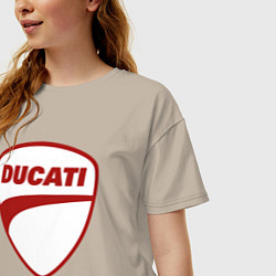 Футболка оверсайз женская Ducati Logo Дукати Лого Z, цвет: миндальный — фото 2